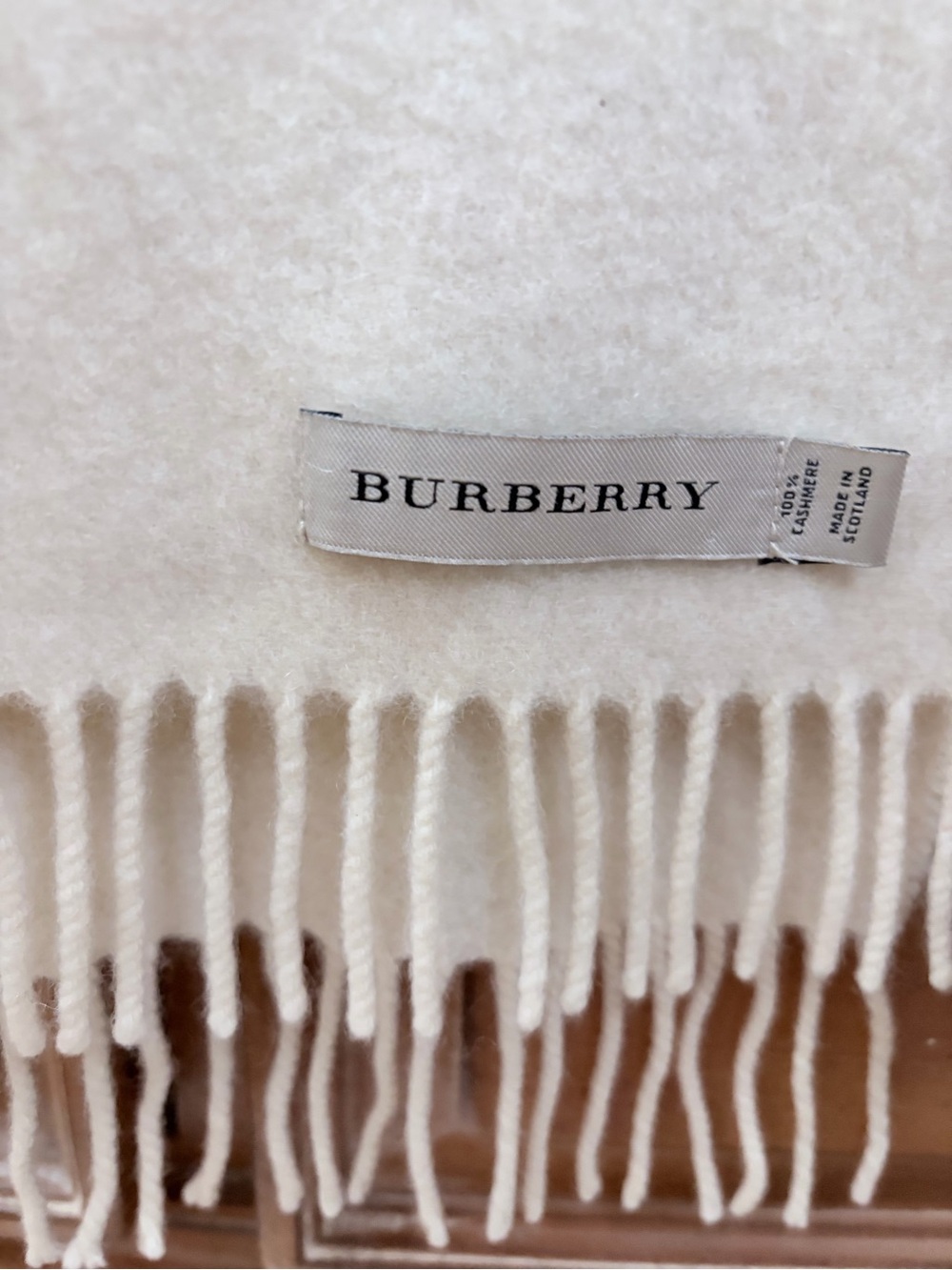 Burberry Cream Fringe Wool Scarf